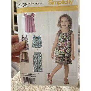 Simplicity 2238 Girls Dress Top Skirt Pants Sewing Pattern Size 3-8 Uncut